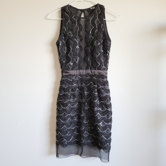 TFNC London Petite High Neck Mini Scallop Sequin Dress - Picture 5 of 11